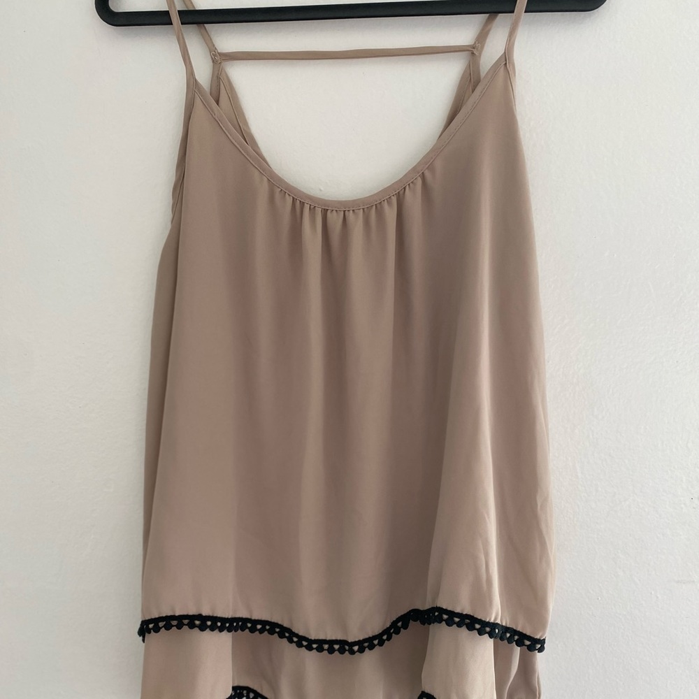 Creme Colored Strappy Tank Top— Chiffon Material